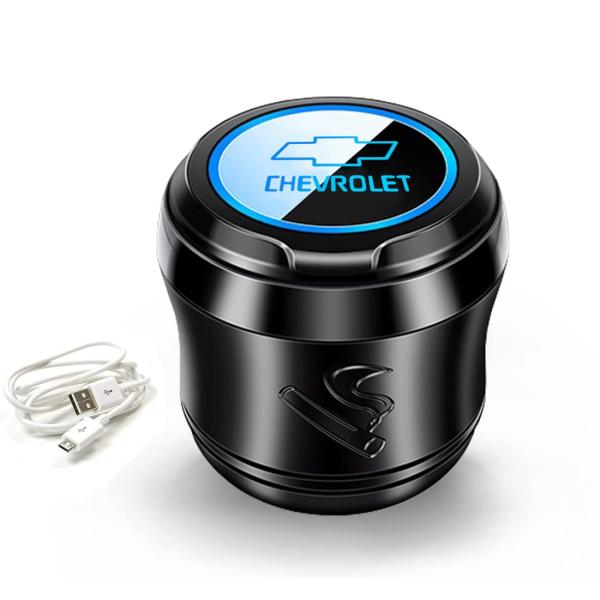 シボレー 車用灰皿 ドリンクホルダー灰皿 光る灰皿 LED雰囲気ランプ灰皿 7色発光 たばこシリンダ...