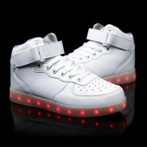 LEDライト付き ハイトップスニーカー 7色に光る USB充電式 超軽量設計 ユニセックス 男女兼用 スニーカー ハイカット 光る靴 LEDシューズ おしゃれ｜saybee