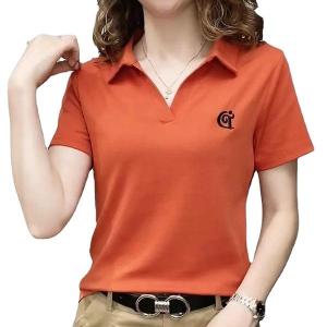 レディース スキッパー ポロシャツ 半袖 シャツ 襟付き インナー トップス スリムフィット カジュアル 細身 シルエット ロゴ 大人 お洒落 春 夏