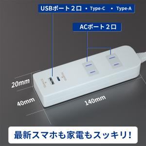 USB type-C 電源タップ 延長コード ...の詳細画像2