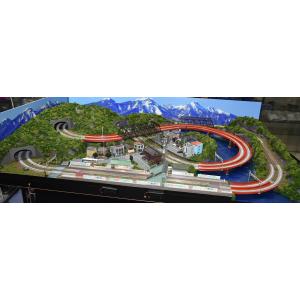 鉄道模型 ジオラマレイアウト Ｎゲージ用　複線150x90cm 照明付き8の字立体交差 DCフィーダー内側外側付属【製作期間約2週間】
