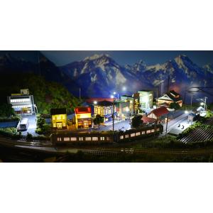 ※照明付き 鉄道模型 ジオラマレイアウト Nゲージ用 単線90×60cm 川と引込駅の町(ポイント電化済みDCフィーダー付属)※電車は付属しません