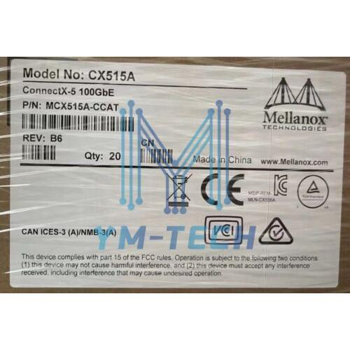 新しいMellanox MCX515A-CCAT 100GBシングルポートConnectX-5ネット...