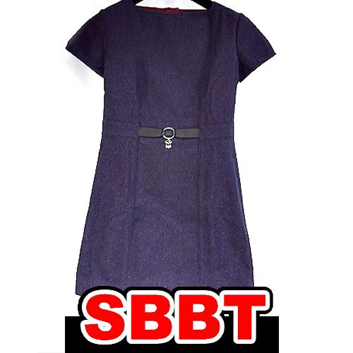 エルメス　半袖ワンピース　紺 ネイビー×ワイン　♯36　コットン100％　S金具 服 レディース H...