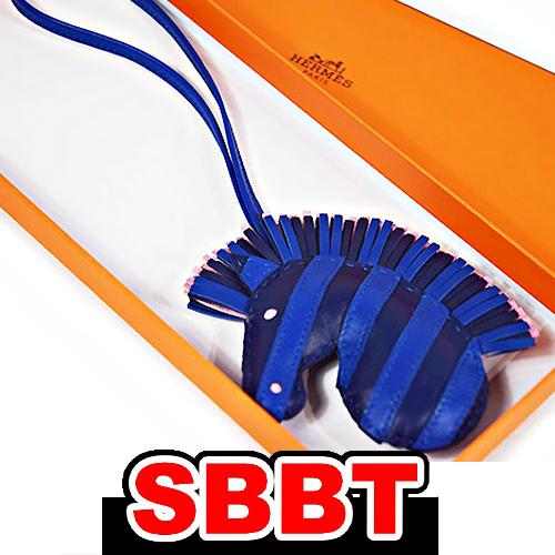 エルメス　ジージーサバンナ バッグチャーム　青 ブルーサフィール　Z刻印 しまうま HERMES 箱...