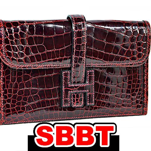 エルメス　ジジェミニ　クロコダイル アリゲーター　ボルドー　□H刻印　クロコ　クラッチバッグ HER...