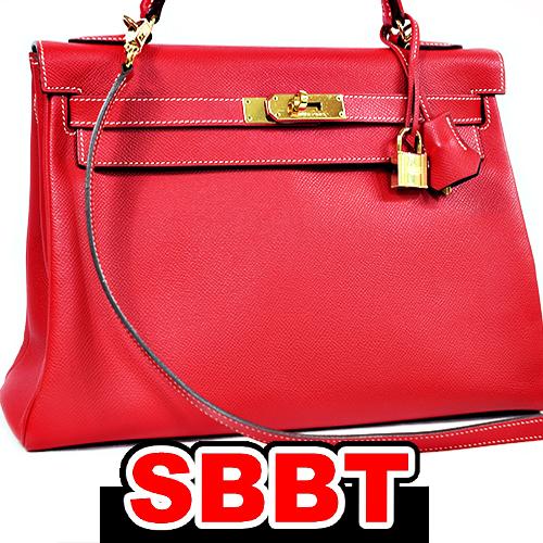 エルメス　キャンディケリー 32　内縫い　ルージュカザック×ブルータラサ　SG金具 □P刻印 赤×青...