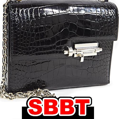 エルメス　ヴェルー チェーンミニ　黒　クロコダイル  S金具　A刻印 ブラック クロコ チェーンショ...