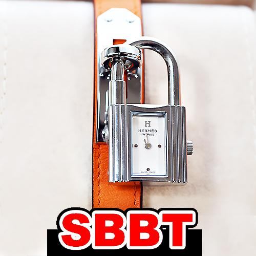 エルメス　HERMES　ケリーウォッチ　オレンジ　スイフト　KE1.210　白文字盤　S金具 □R刻...
