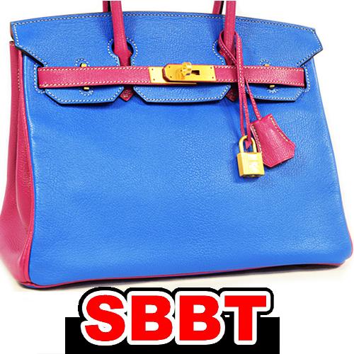 エルメス　バーキン30　パーソナルオーダー　ブルー×ローズパープル MG金具 コンビ ２色 青×紫 ...