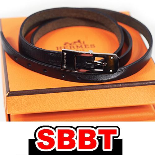 エルメス　ケリーアルディオン　4連ブレス　黒　ブラック　レザー S金具  チョーカー HERMES ...