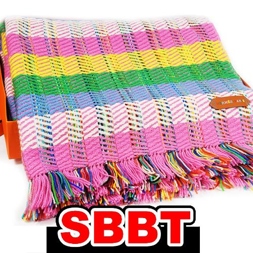 エルメス　カシミヤ 大伴ショール　マルチカラー　ピンク×グリーン×イエロー×ブルー  マフラー 参考...