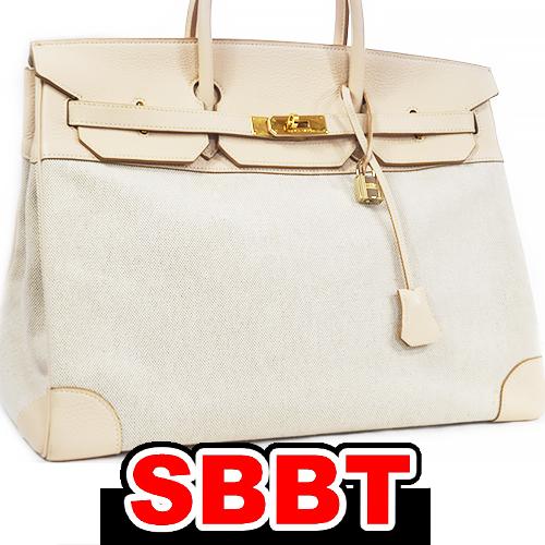 エルメス　バーキン40　コンビ　ベージュ　トワル×トリヨン　G金具　ゴールド金具　□G刻印 40cm...