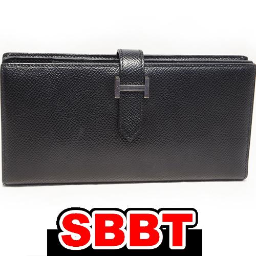 エルメス　ベアンスフレ　黒　ブラック　Ｓ金具　エプソン　Y刻印　長財布 マチあり 箱付き black...