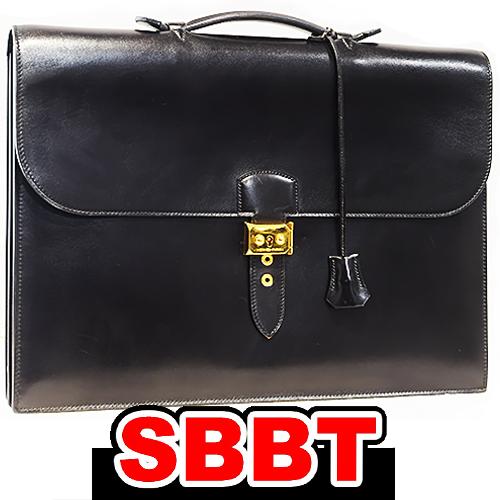 エルメス　サックアデペッシュ 41　黒　ボックスカーフ　G金具　〇U刻印　ブラック ブリーフケース ...