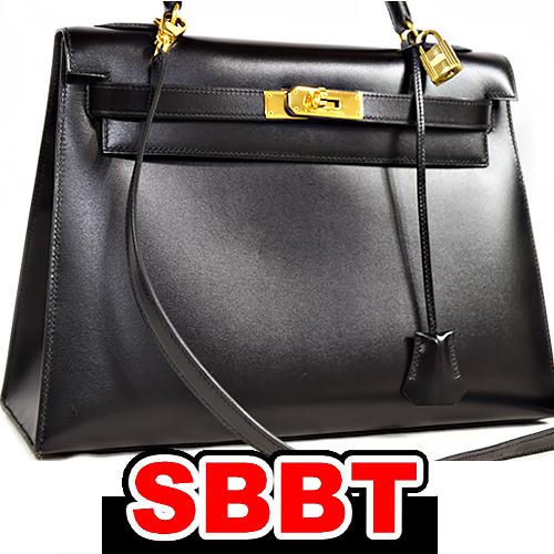 エルメス　ケリー32 外縫い　黒　ボックスカーフ　G金具　〇V刻印　ゴールド金具 ブラック ケリー ...