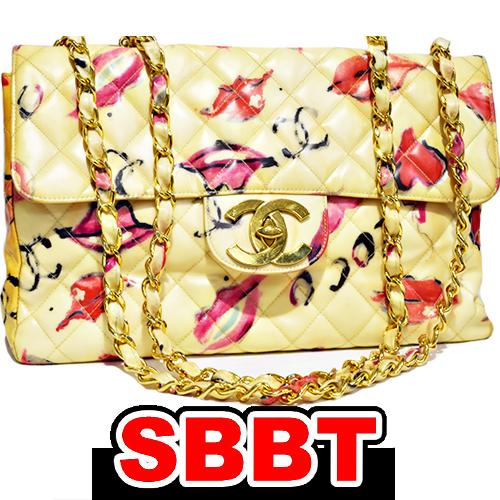 シャネル　デカマトラッセ 34 リップ柄 唇 パテントレザー　G金具　ココマーク　Wチェーンショルダ...