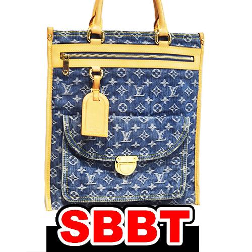 ルイヴィトン 　モノグラムデニム　フラットショッパー　M95018　トートバッグ　ハンドバッグ 薄型...