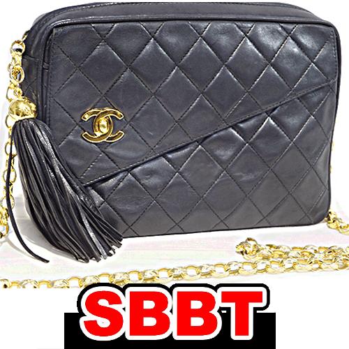 シャネル　フリンジ マトラッセ　チェーンショルダーバッグ　黒　ブラック　ラムスキン　G金具 Blac...