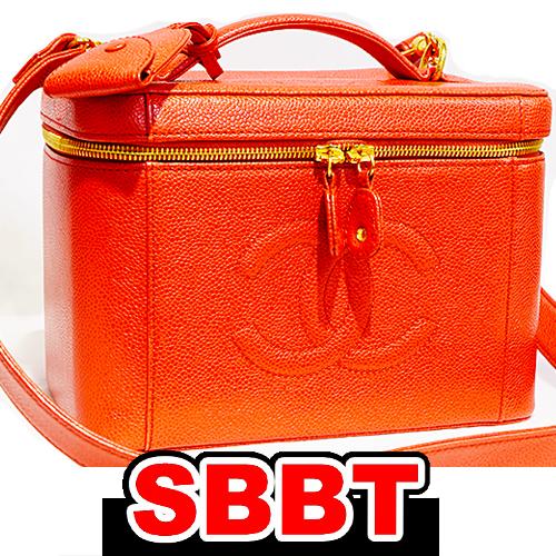 シャネル　ショルダー付き バニティバッグ　赤　キャビアスキン　２WAY　Ｇ金具　化粧バッグ　CHAN...