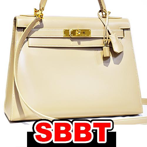 エルメス　ケリー28 外縫い　ベージュ　ボックスカーフ　G金具　□F刻印 ケリー 28 HERMES...