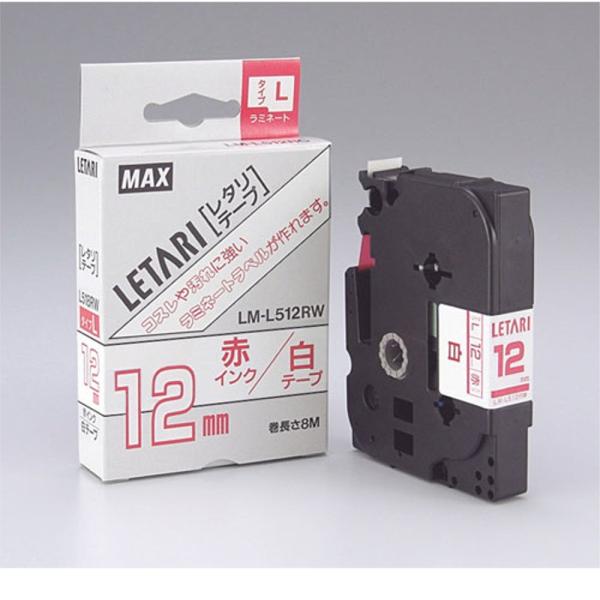 ビーポップミニ用 白テープ/赤文字 LM-L512RW