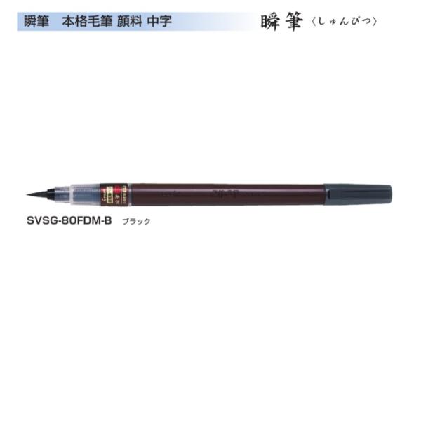 パイロット 筆ペン 瞬筆顔料 SVSG-80FDM-B 中字 (注番1053）