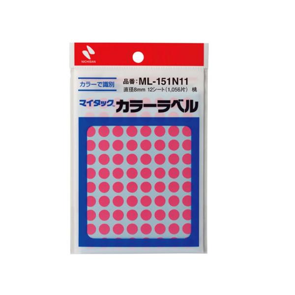 ニチバン マイタックラベル ML-151N 直径8mm 桃