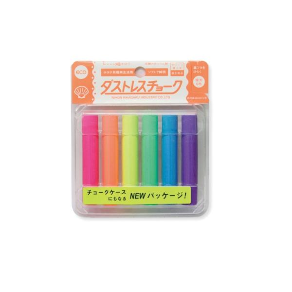 日本理化学工業 ダストレス蛍光チョーク 混色 DCK-6-6C  6本入