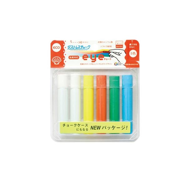 日本理化学工業 ダストレスeyeチョーク 混色 DCI-6-5C  6本入