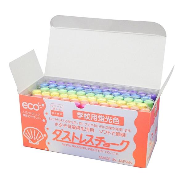 日本理化学工業 ダストレス蛍光チョーク 混色 DCK-72-6C  72本入