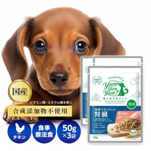 【ヤムヤムヤム】yum yum yum！ 健康マネジメント腎臓 ちょこっとパック 50g×3袋セット 獣医師監修 慢性腎臓病用 食事療法食 超小粒 正規品 ドッグフード