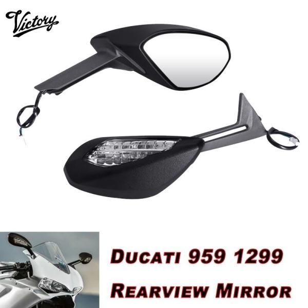 L &amp; R サイド黒ウィンカーミラーキットリアビューミラー DUCATI 959 1299 パニガー...
