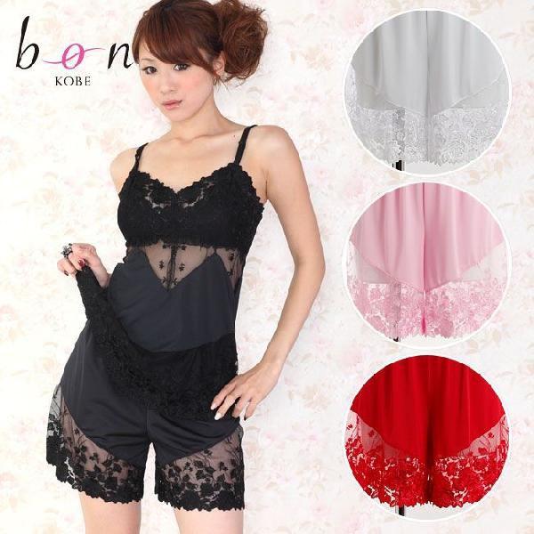 Bon Revaire エレガントローズフラワーチュールエンブロイダリーレースキュロット ペチコート...