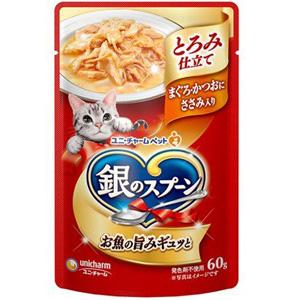 銀のスプーン パウチ とろみ仕立て まぐろ かつおにささみ入り (60g) キャットフード ウェット｜scbmitsuokun1972