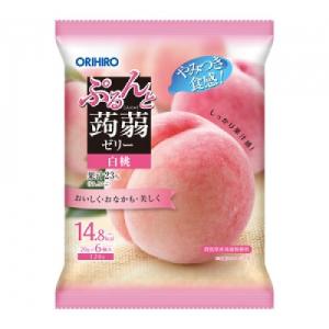 オリヒロ ぷるんと蒟蒻ゼリー パウチ 白桃 (20g×6個) こんにゃくゼリー