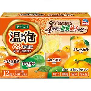 訳あり】 アース製薬 温泡 とろり炭酸湯 ぜいたく柑橘柚子 (45g×12錠