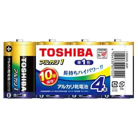 【T】 東芝 アルカリ乾電池 単1形 4本パック LR20AN-4MP [LR20AN4MP]