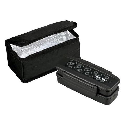 オーエスケー(OSK) Smart Line　お弁当箱 2段 保冷バッグ付 ブラック (仕切付) ラ...