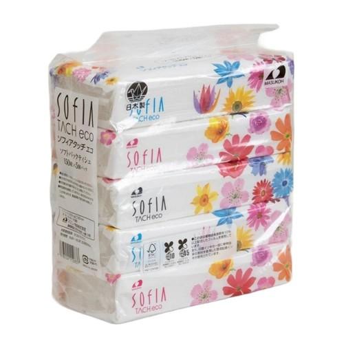 マスコー製紙 ソフィアタッチ エコ ソフトパックティッシュ (150組×5個パック) ソフトパック ...