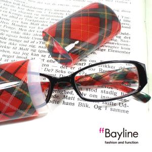 SALE Bayline リーディンググラス (老眼鏡) 老眼鏡 おしゃれ レディース 50代 テンプルレッドチェックデザインプラスチックケース プレゼント メンズ タータン