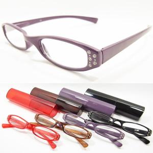 SALE　リーディンググラス(老眼鏡)パール＆ラインストーン４カラープラスチックケース