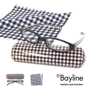 Bayline リーディンググラス(老眼鏡)＆クロスセット 白黒ギンガムチェック　 おしゃれ 母の日　父の日｜scefi