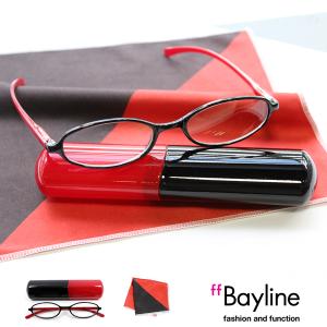 老眼鏡 女性 おしゃれ Bayline フェミニン オーバル バイカラー リーディンググラス(老眼鏡)＆クロスセット [ブラック×レッド]｜scefi