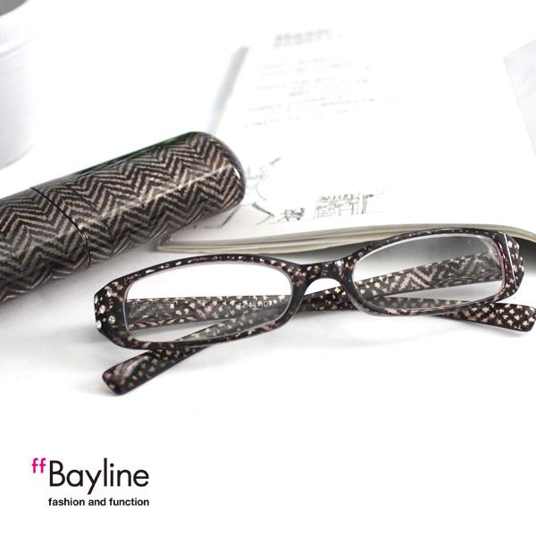 SALE Bayline リーディンググラス ラインストーン クリア幾何学デザインプラスチックケース...