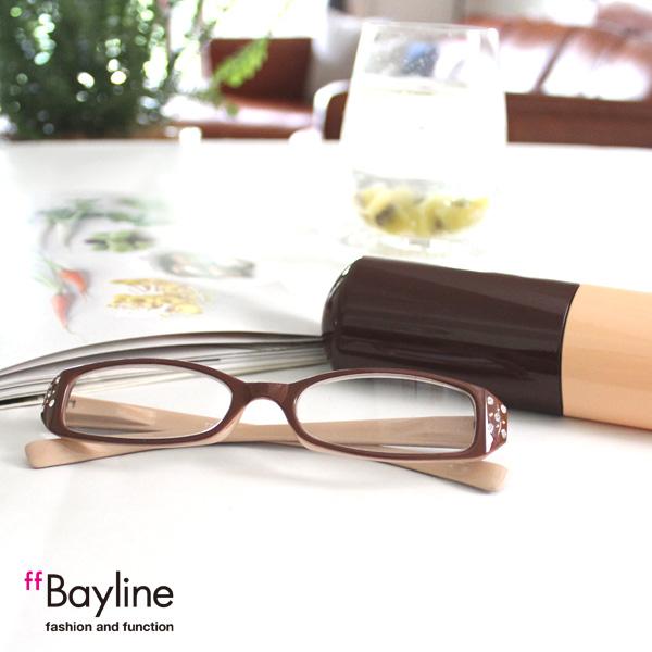 【SALE】Bayline リーディンググラス(老眼鏡)ラインストーン バイカラーデザイン[ブラウン...