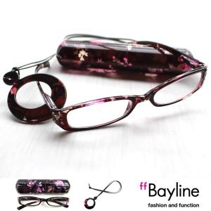 老眼鏡 Bayline/ベイライン≪人気商品セレクト★お得な3点セット！≫リーディンググラス クリア花柄ラインストーンプラスチックケース&メガネホルダー☆｜scefi