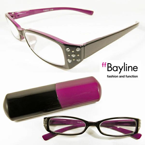 【SALE】Bayline (ベイライン)　リーディンググラス(老眼鏡) ラインストーン バイカラー...
