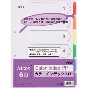 テージー カラーインデックスPP 2穴 6山 6色 IN-1406 丈夫 長持ち [02] 〔合計1100円以上で購入可〕