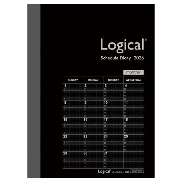 ナカバヤシ 2026年 手帳・ダイアリー ロジカルダイアリー 月間ノートタイプB A6 ブラック 月...